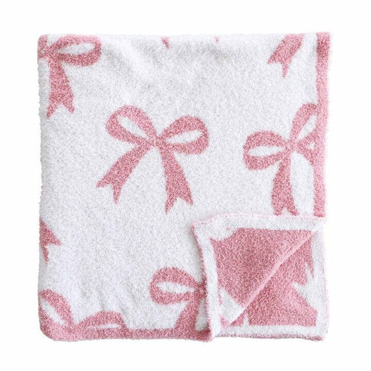 CuddleLane™ Luxe Blankets | Bows: Baby Blanket (40" x 30") / Dark Pink Bows