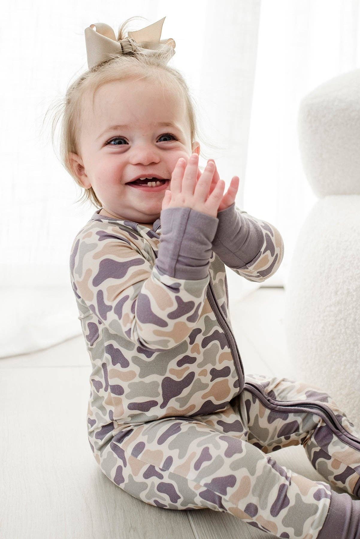 Convertible Bamboo Zip Romper | Camo Cutie: 12-18 months