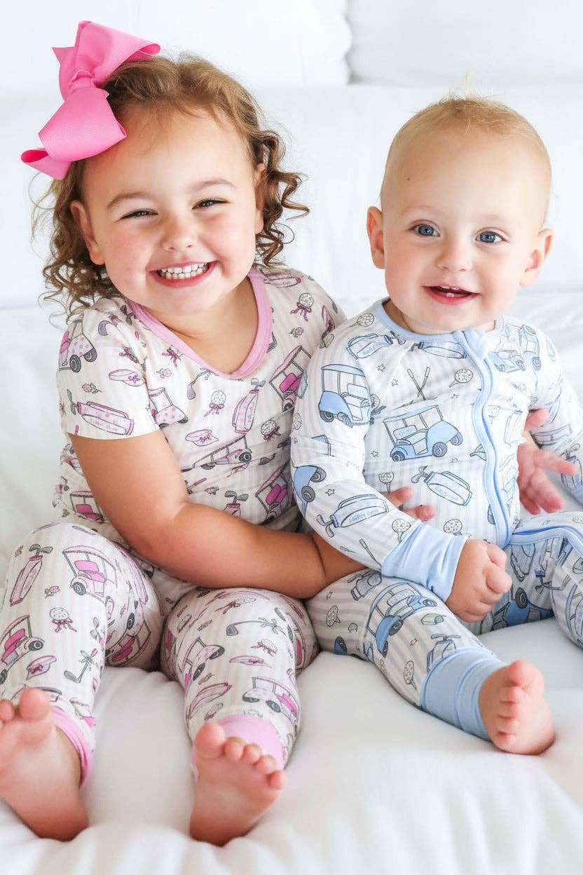 Convertible Zip Romper | Caddie Crew Blue: 0-3 months