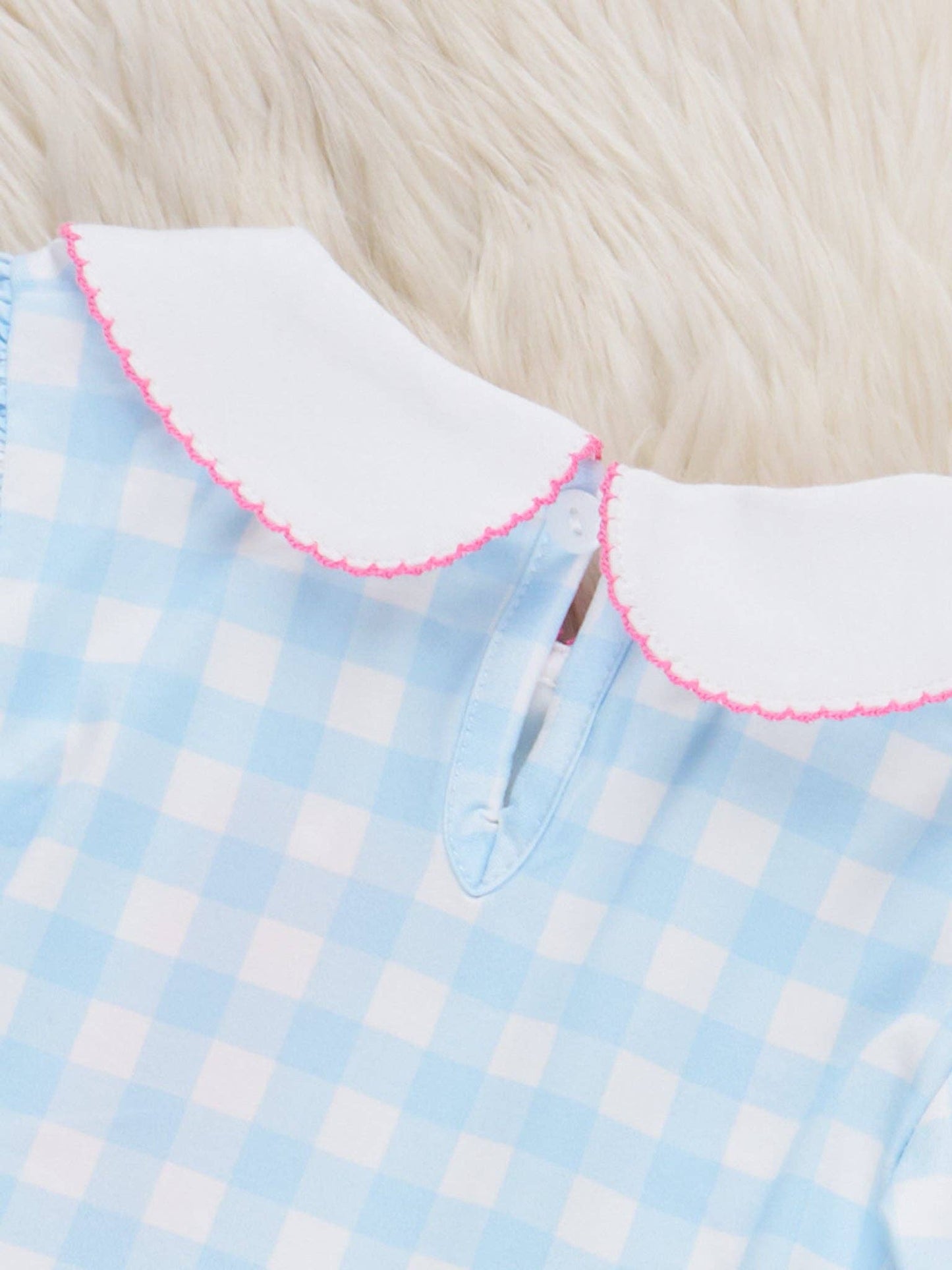 Winter Wonderland Embroidered Gingham Bubble: 0/3MOS