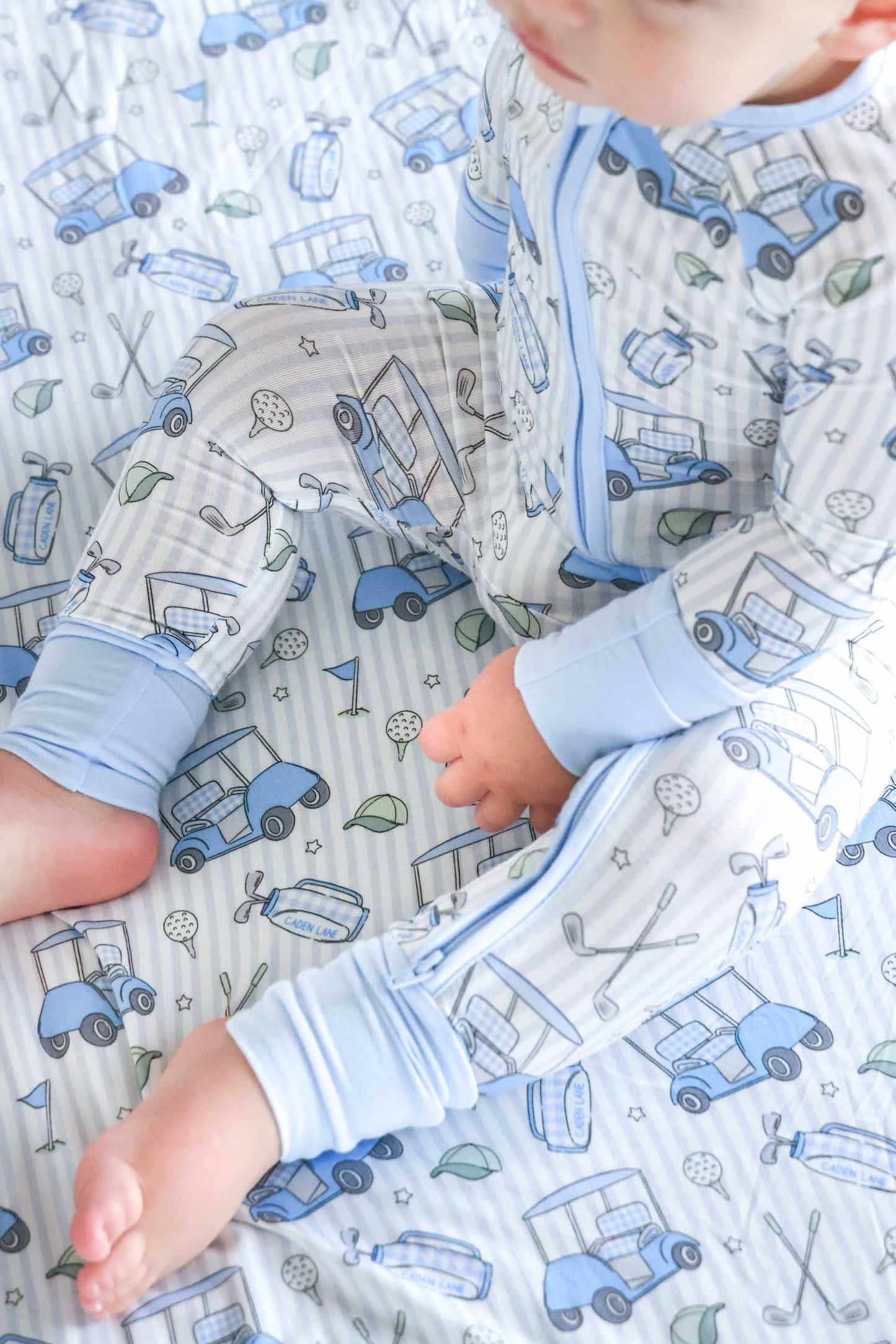 Convertible Zip Romper | Caddie Crew Blue: 0-3 months