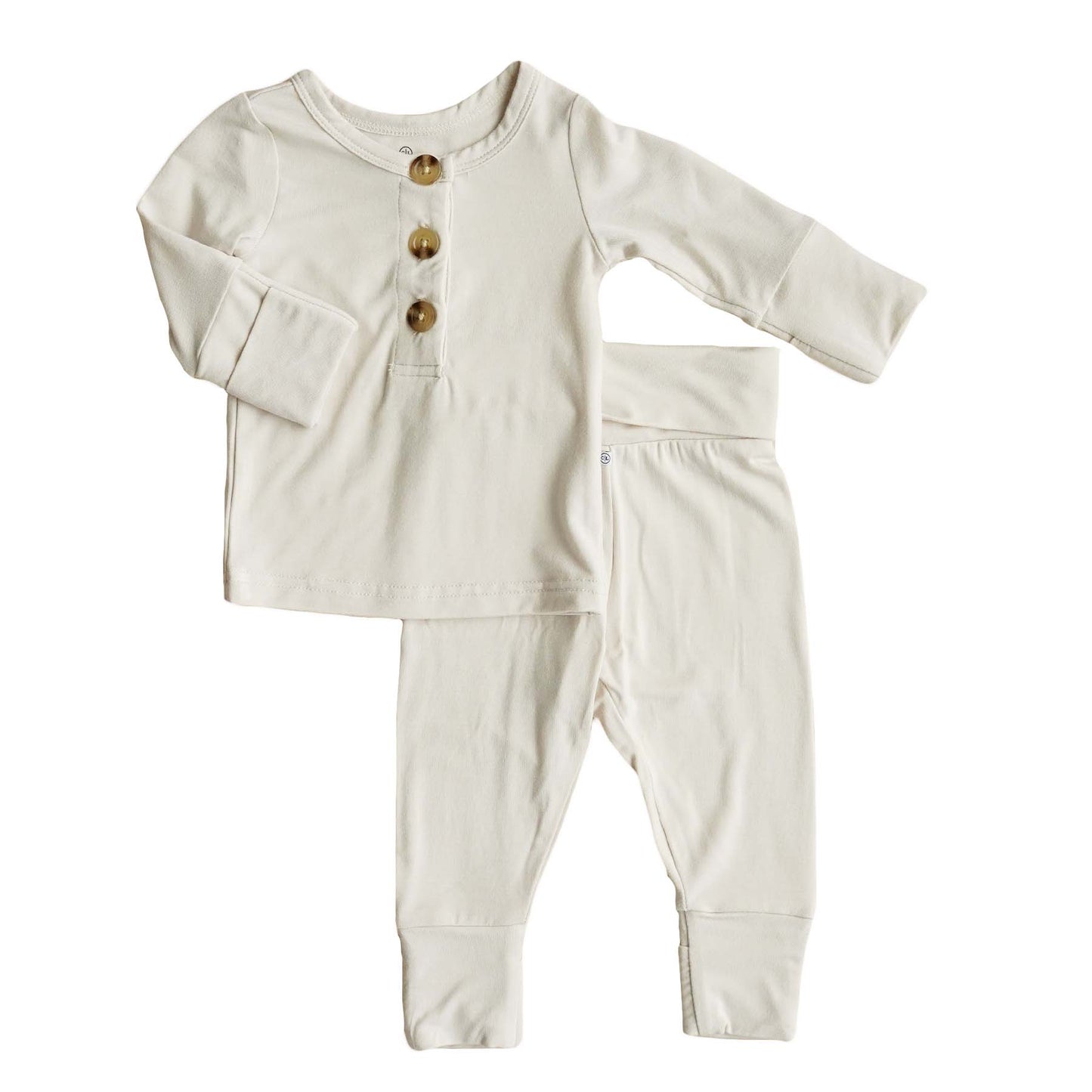 2pc Bamboo Button Top & Bottom | Eggshell: NB-3 months