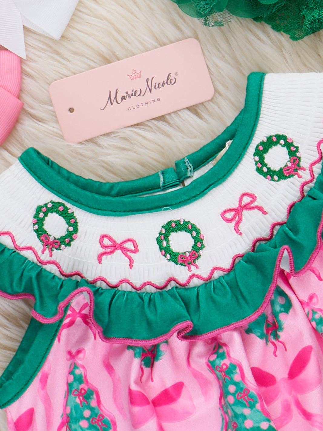 Wreath & Trees Holiday Bubble Romper: 18/24MOS