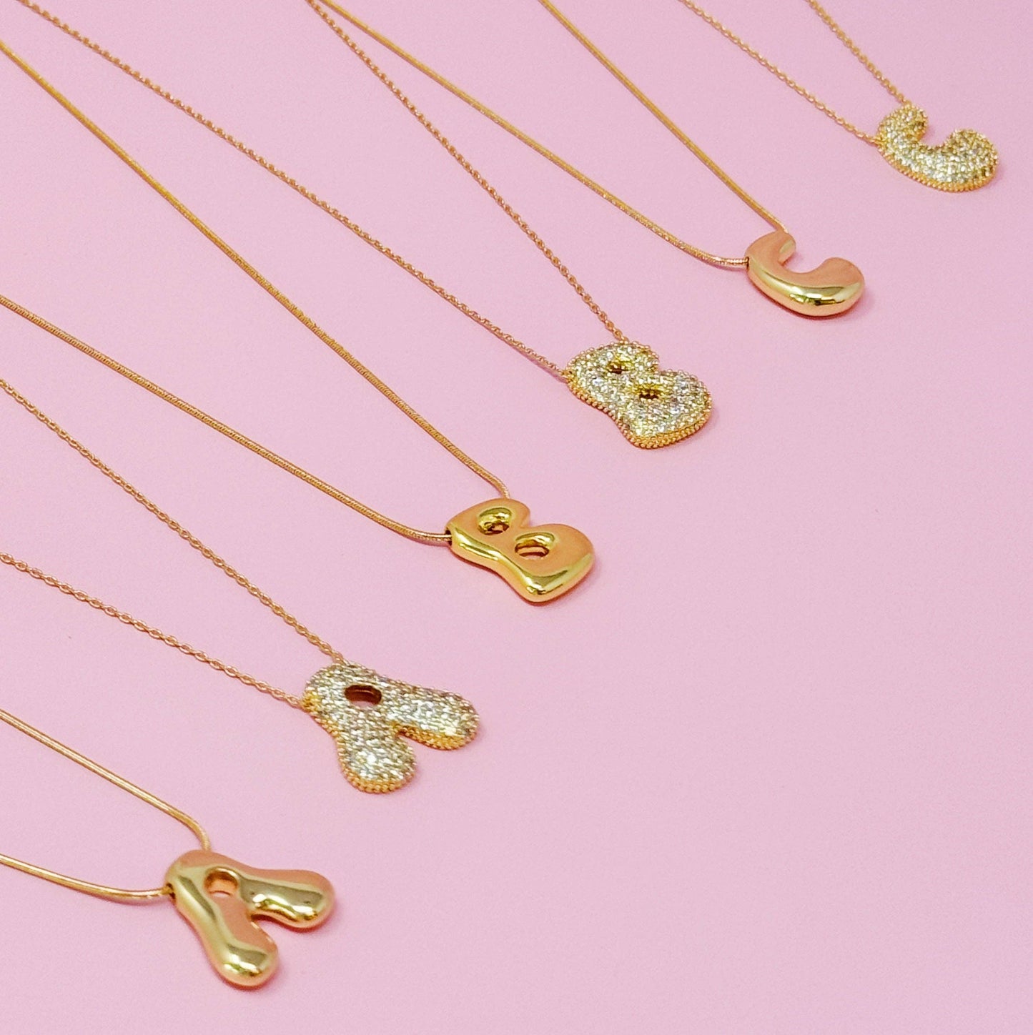 Crystal Bubble Initial Necklace: L