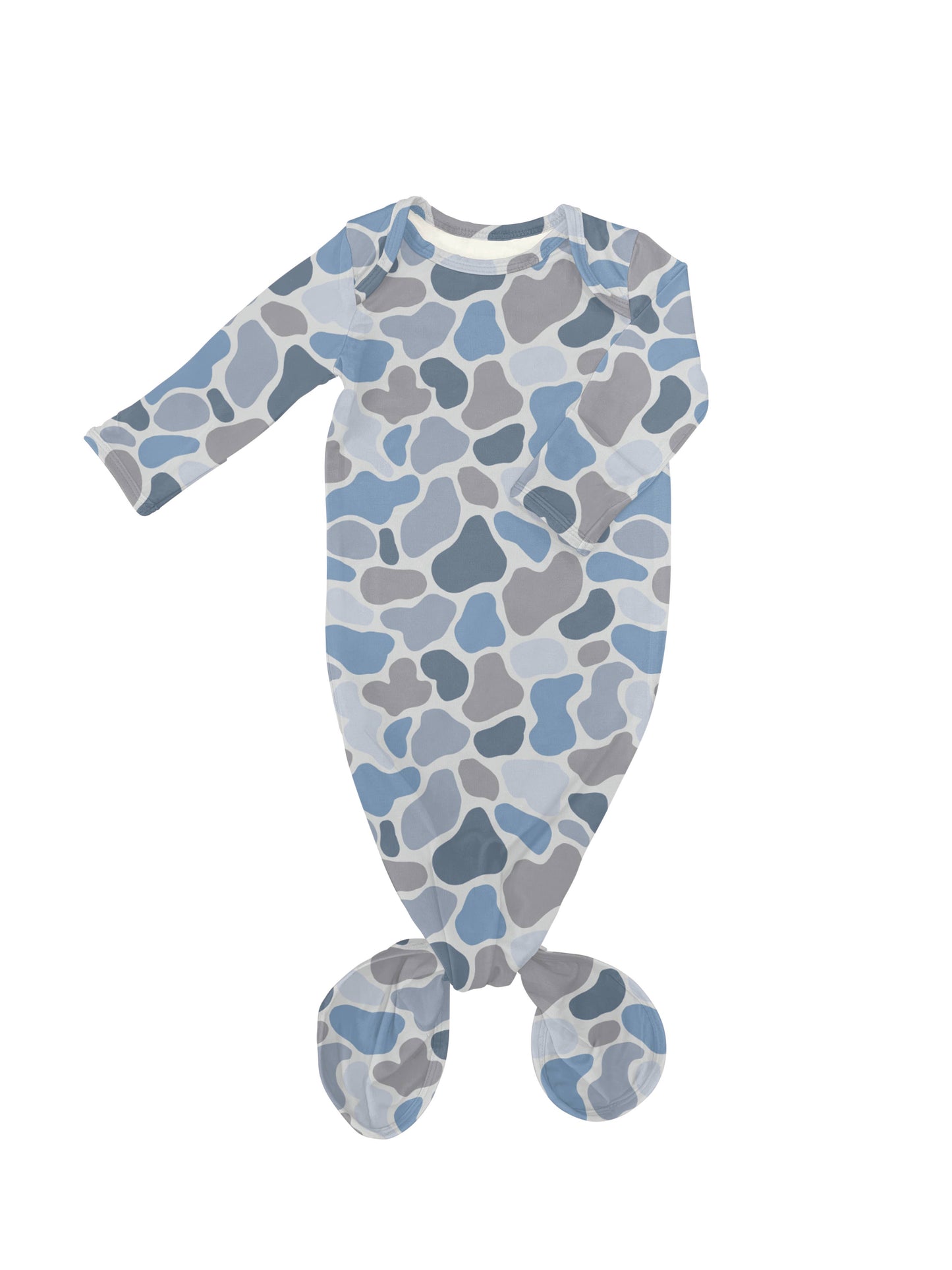 Watercolor Camo Knotted Gown: 0-3 MONTHS