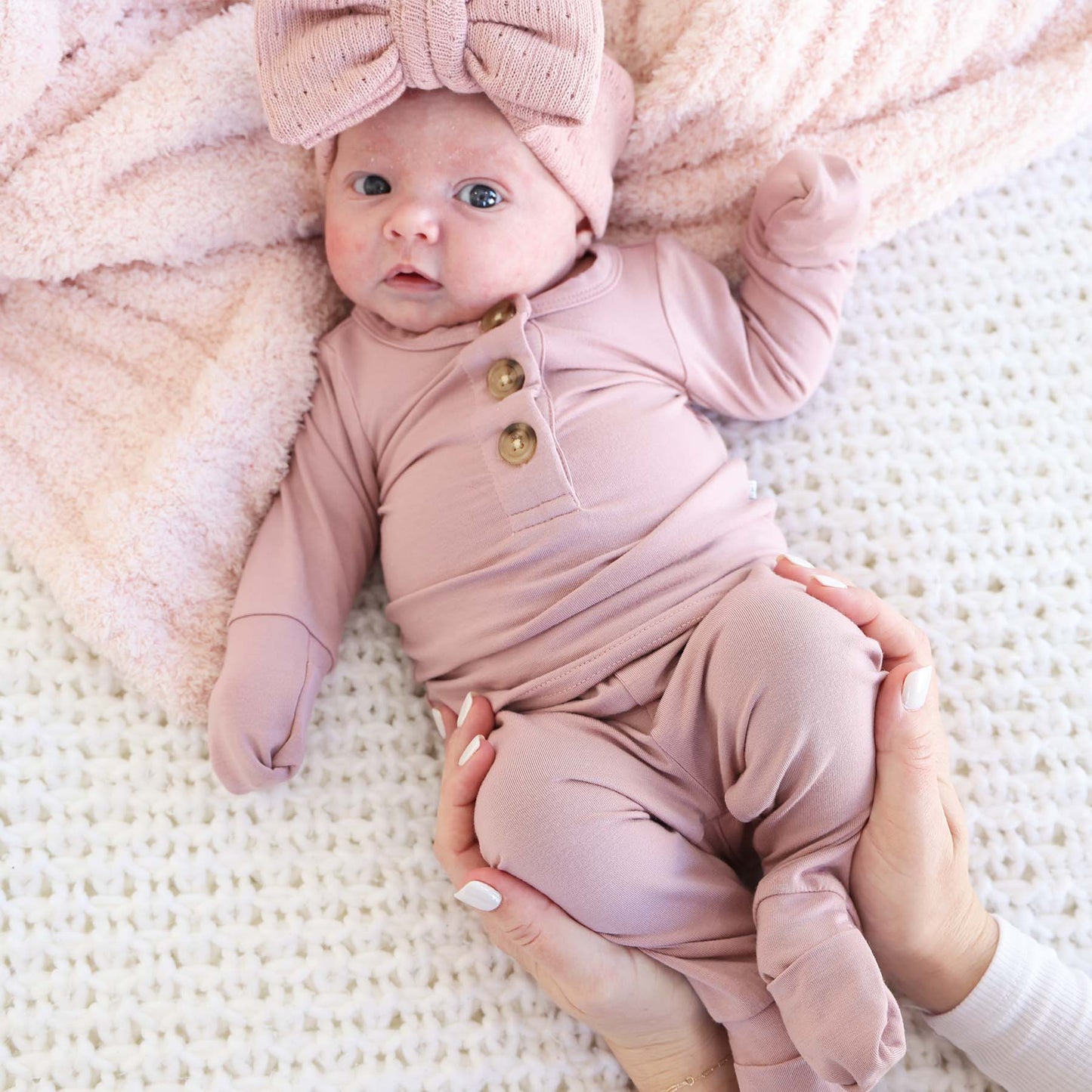 2pc Bamboo Button Top & Bottom | Mulberry: NB-3 months