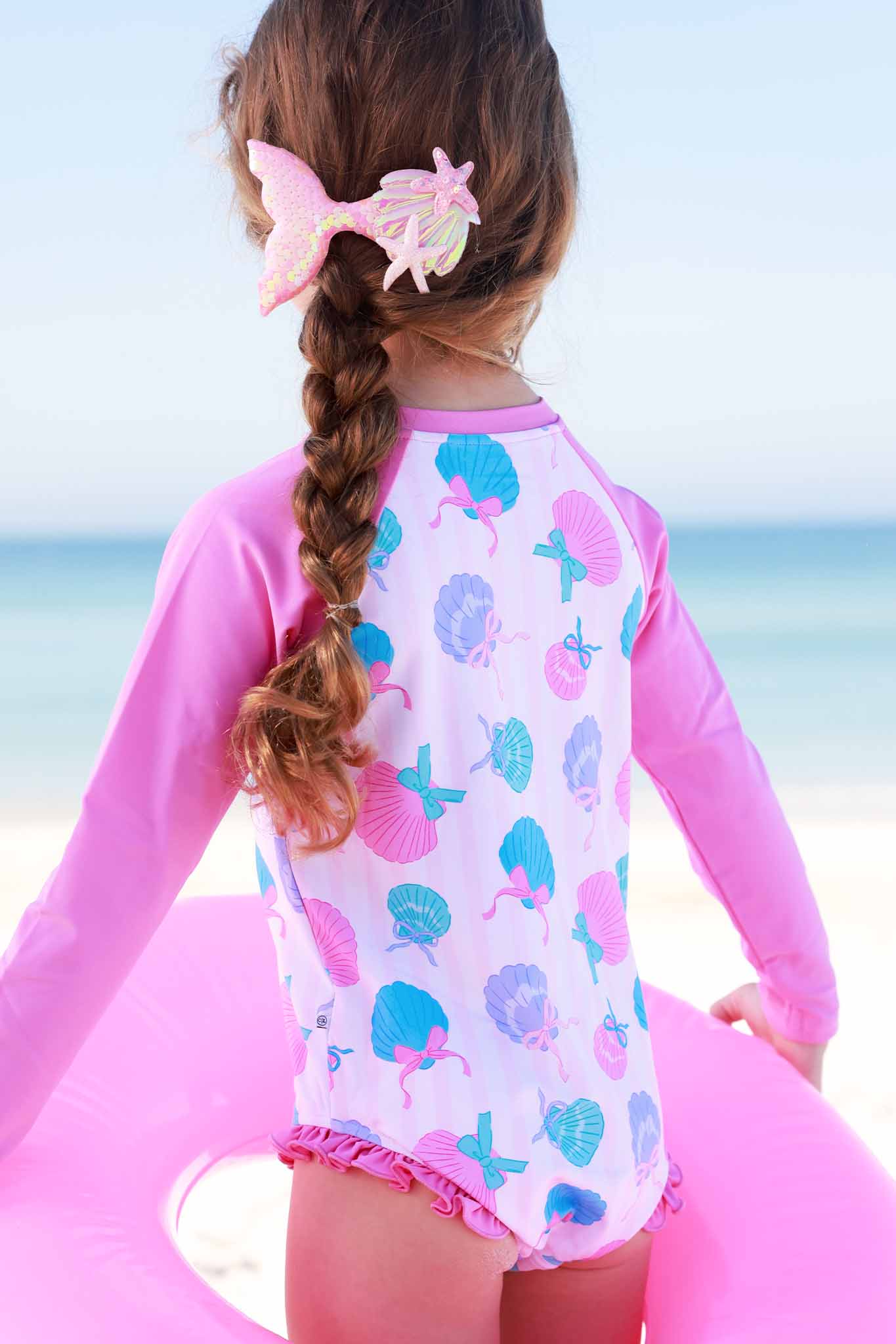 Long Sleeve Rash Guard with Front Zipper | Seaside Sweetie: 4T