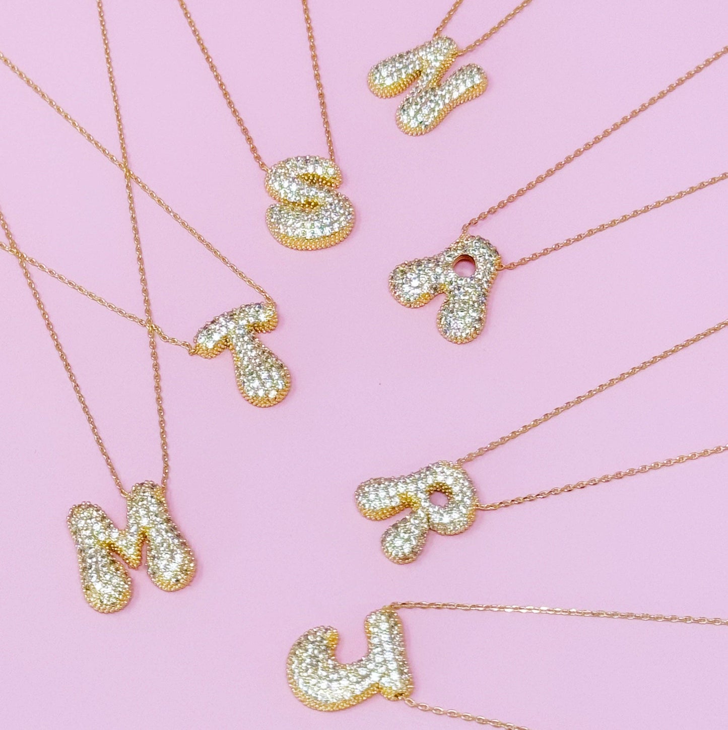 Crystal Bubble Initial Necklace: L