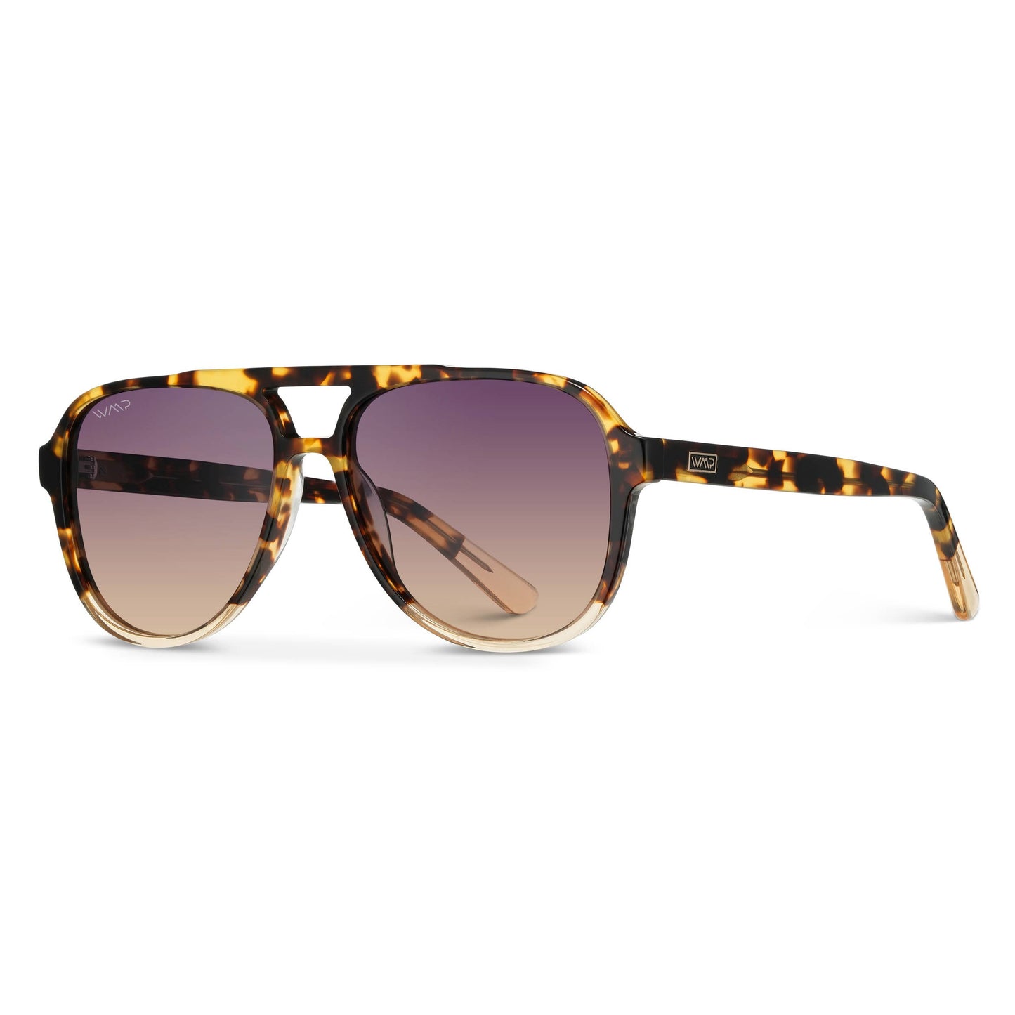 Indie - Aviator Polarized Sunglasses: Black Cream Tortoise / Gradient Sunset Lens
