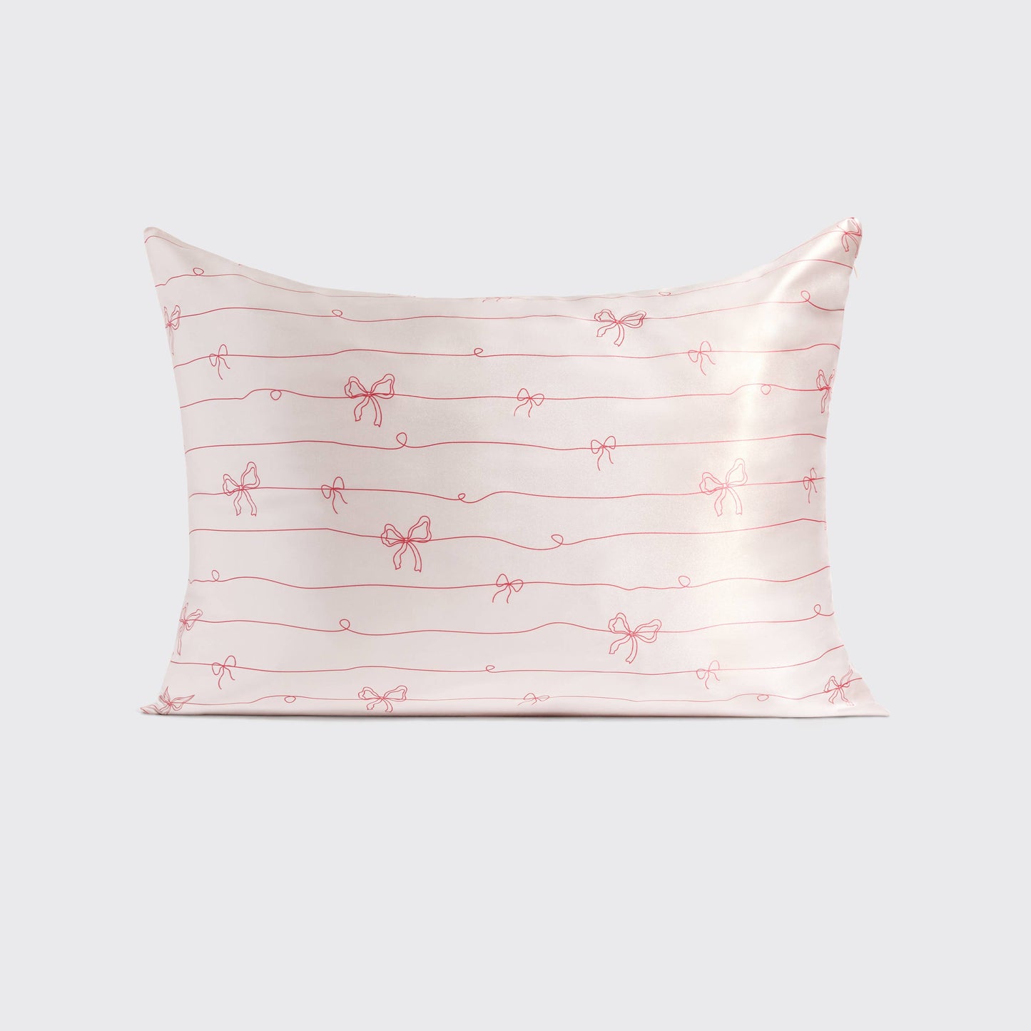 Holiday Satin Pillowcase in Striped Bows