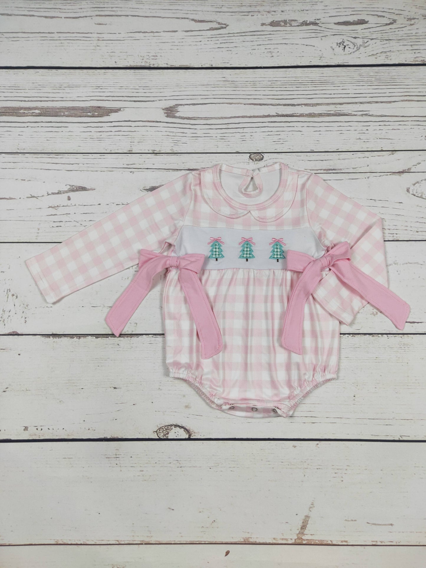 Checkered Christams Tree Appliqué Bubble: 0-3M