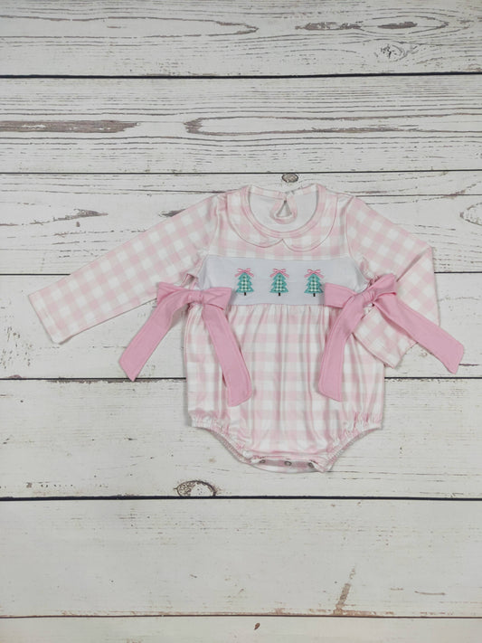 Checkered Christams Tree Appliqué Bubble: 0-3M