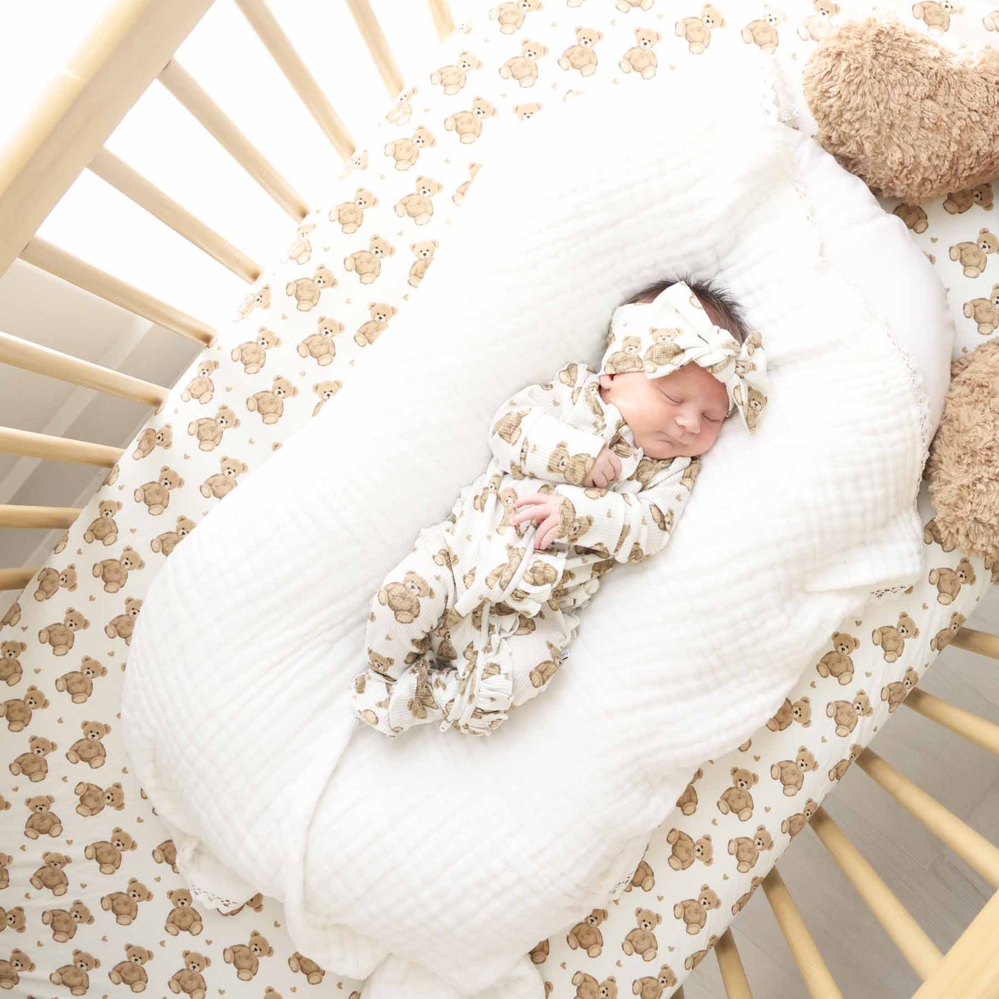 Beary Sweet Bamboo Waffle Zipper Ruffle Footie: 0-3 months