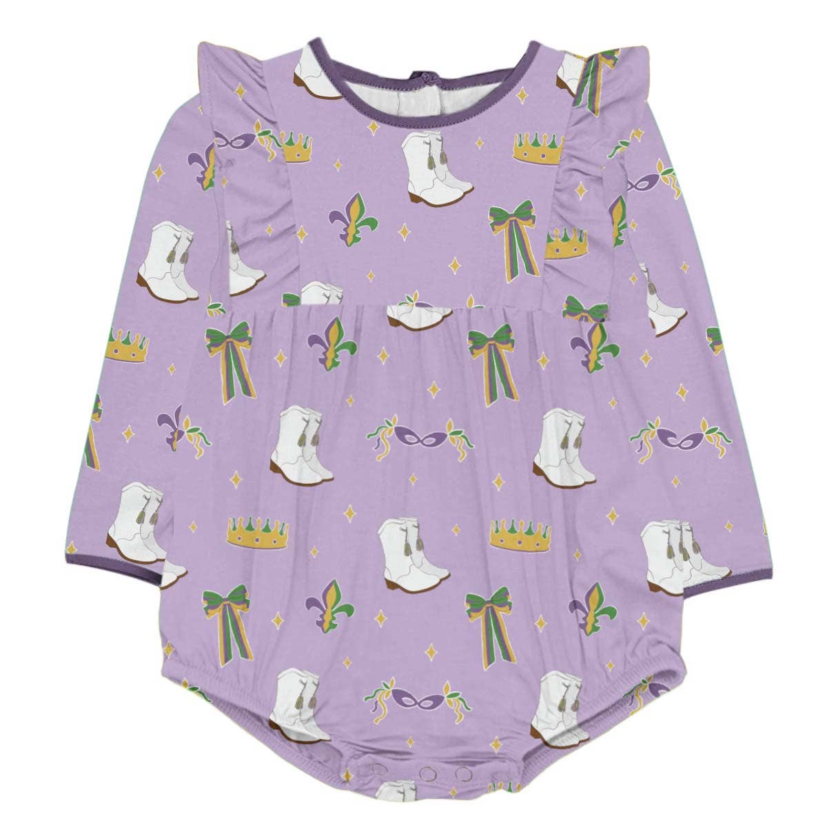 Mardi Gras Queen - LS Flutter Bubble: 6-12 mo
