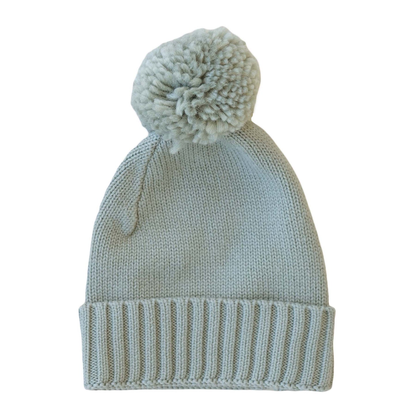 Knit Baby Pom Pom Beanie: Smoke / NB