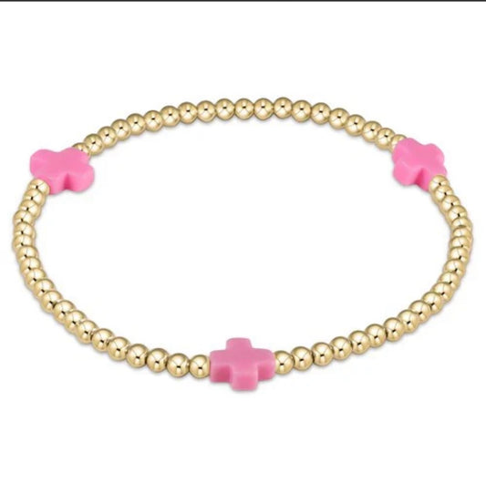 enewton extends - signature cross gold pattern 3mm bead bracelet