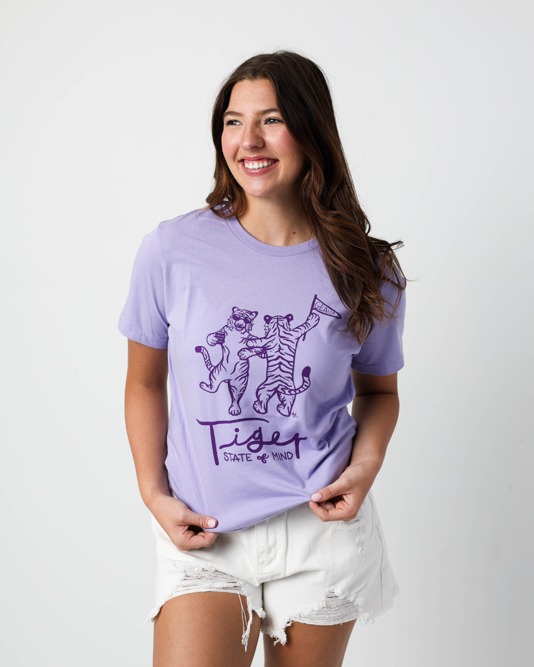 Tiger State Of Mind T-Shirt: Dark Lavender / Small