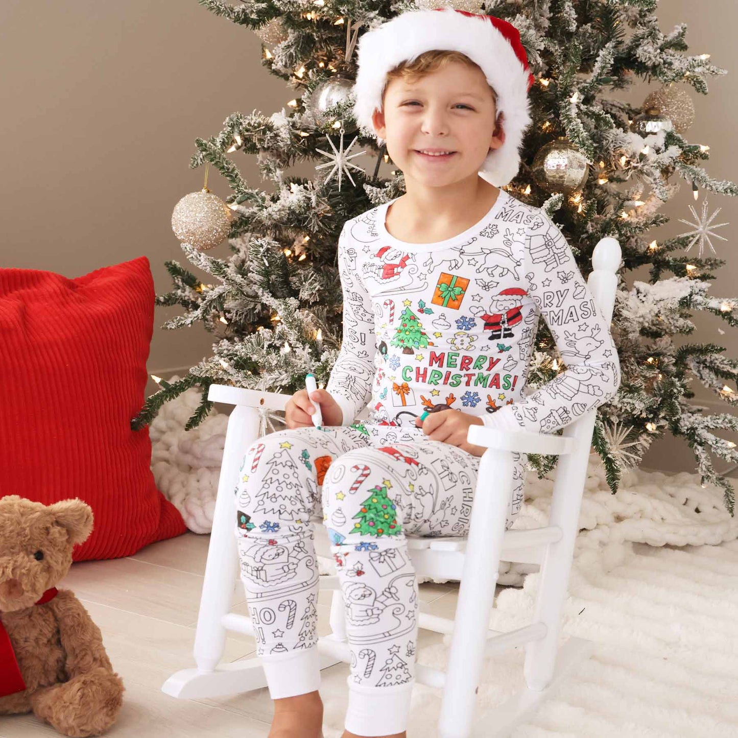 Colorable Two Piece Pajama Set | Christmas Morning: 7/8