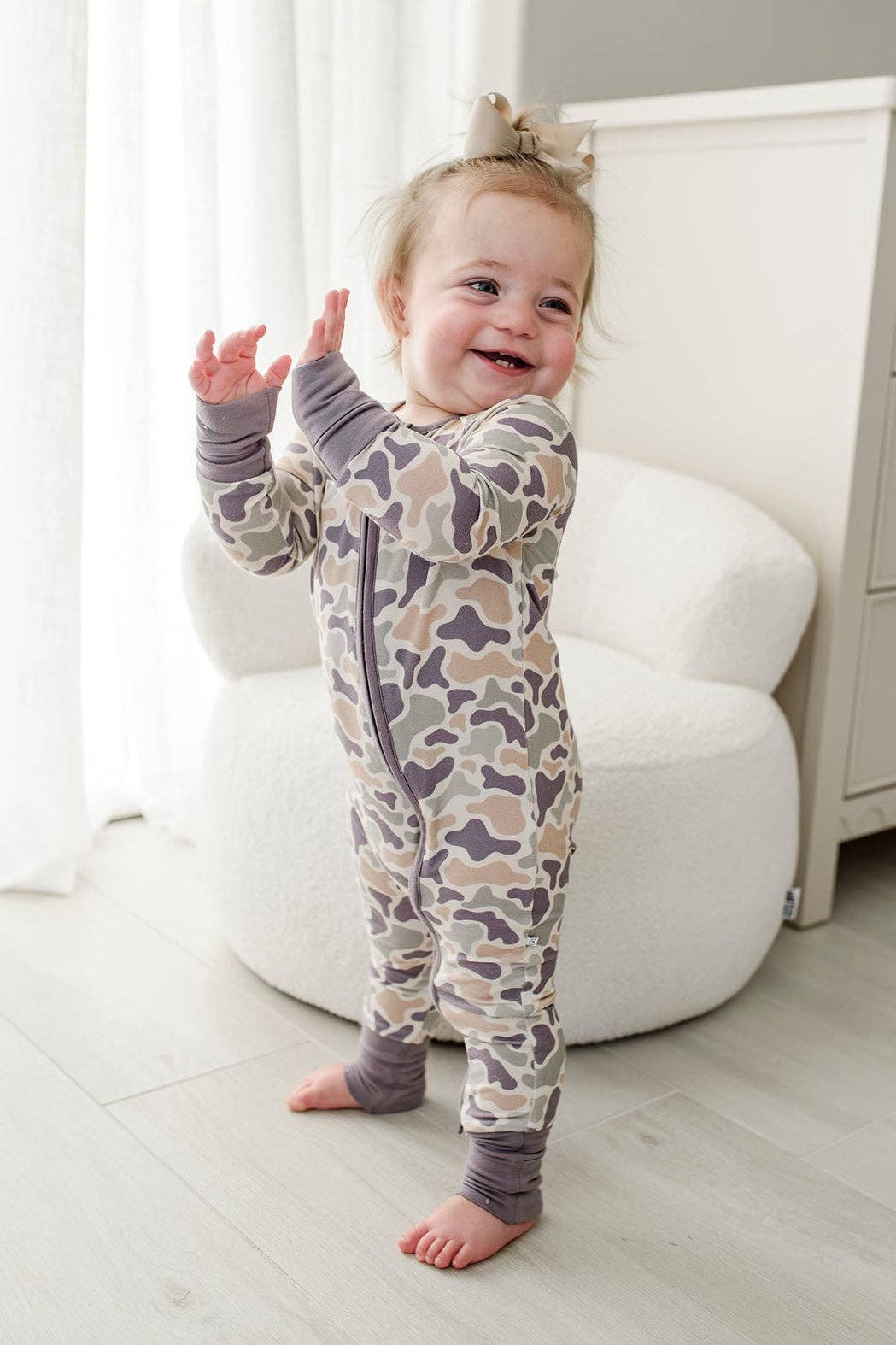 Convertible Bamboo Zip Romper | Camo Cutie: 12-18 months
