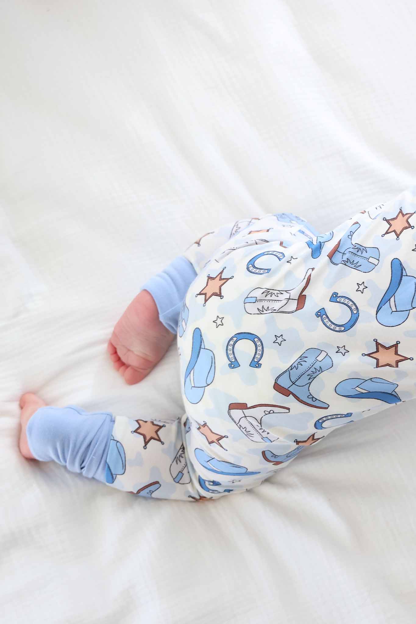 Rodeo Dreams Convertible Zip Romper | Blue: 0-3 months