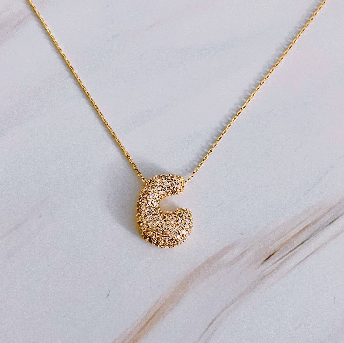 Crystal Bubble Initial Necklace: L