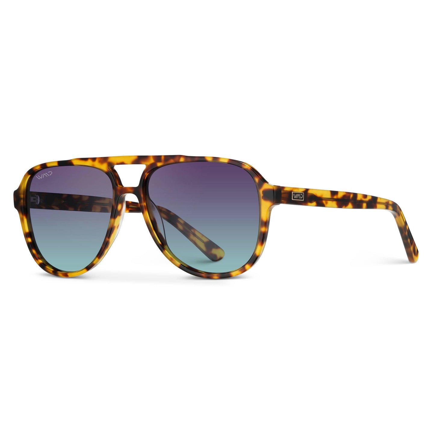 Indie - Aviator Polarized Sunglasses: Black Cream Tortoise / Gradient Sunset Lens