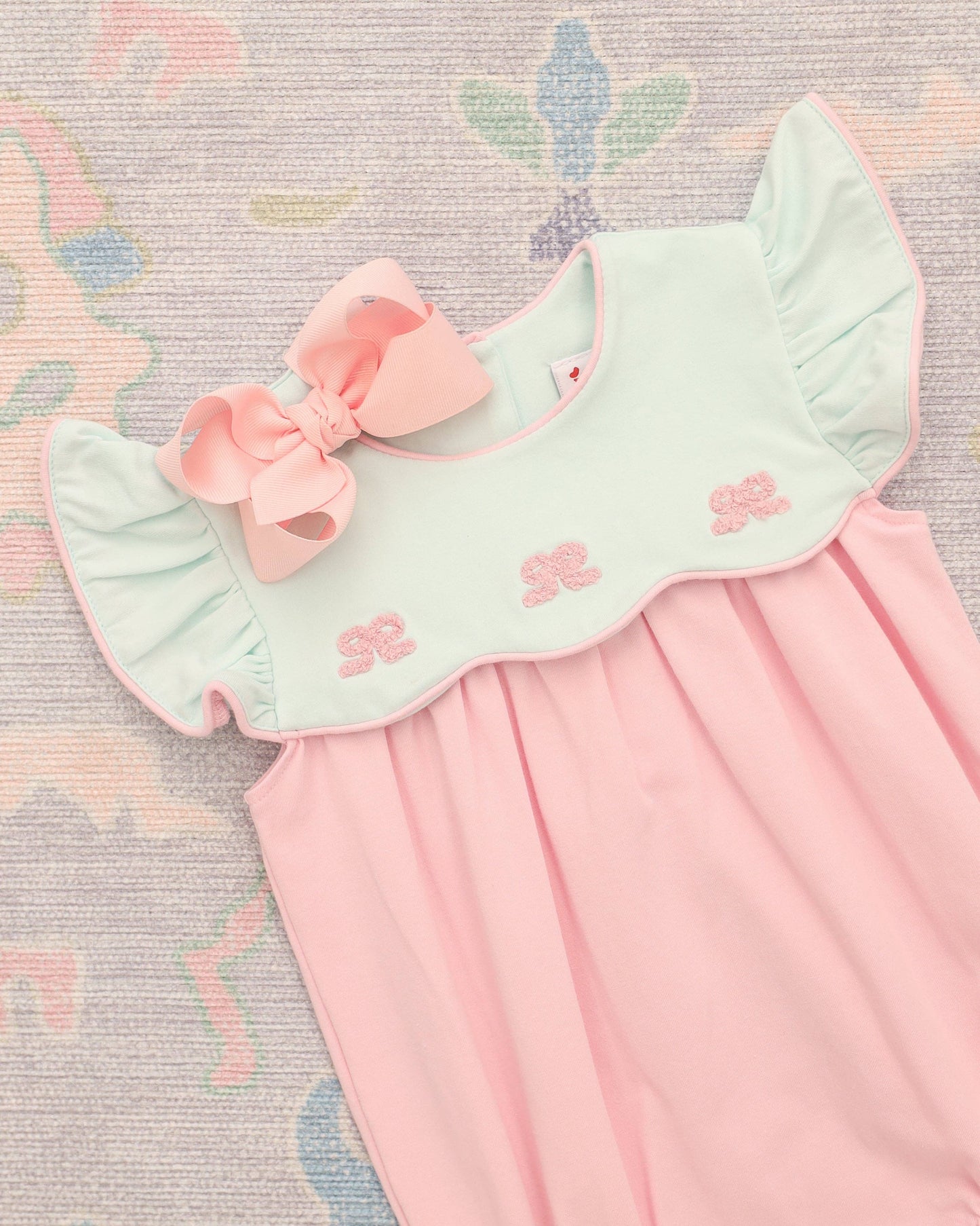 French Knot Bow Scallop Bubble: 12 Months