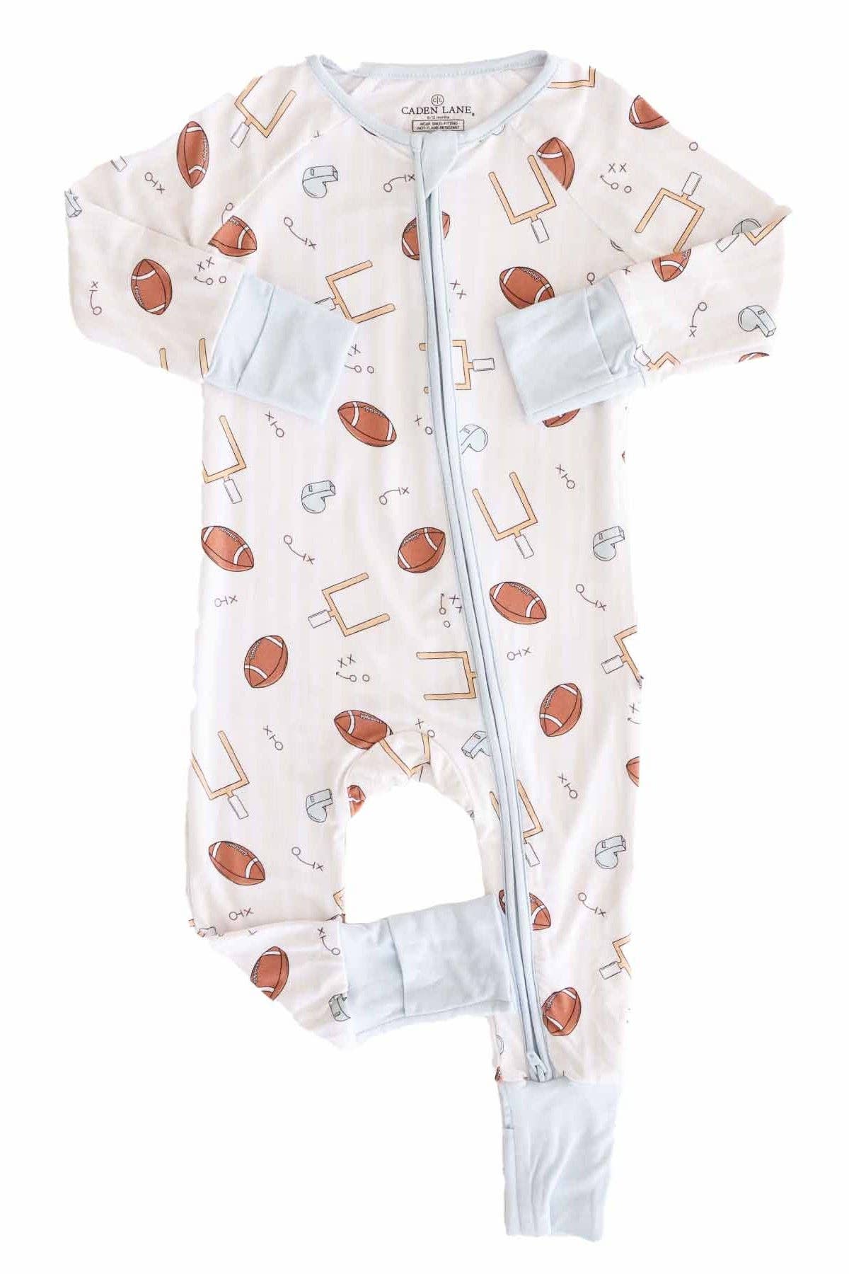 Tiny Touchdowns Convertible Zip Romper | Neutral: 0-3 months
