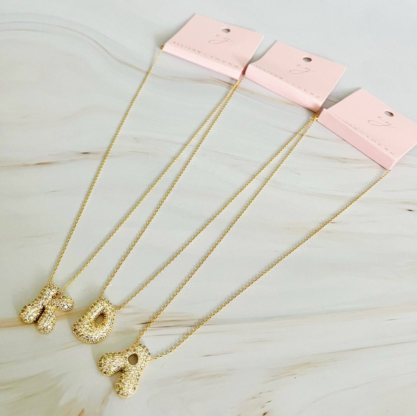 Crystal Bubble Initial Necklace: N