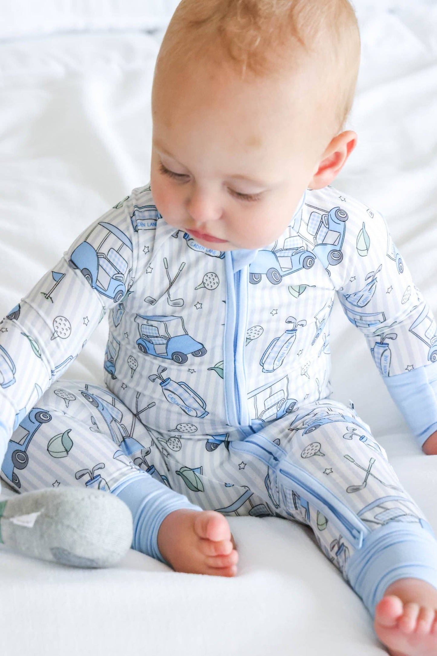 Convertible Zip Romper | Caddie Crew Blue: 0-3 months