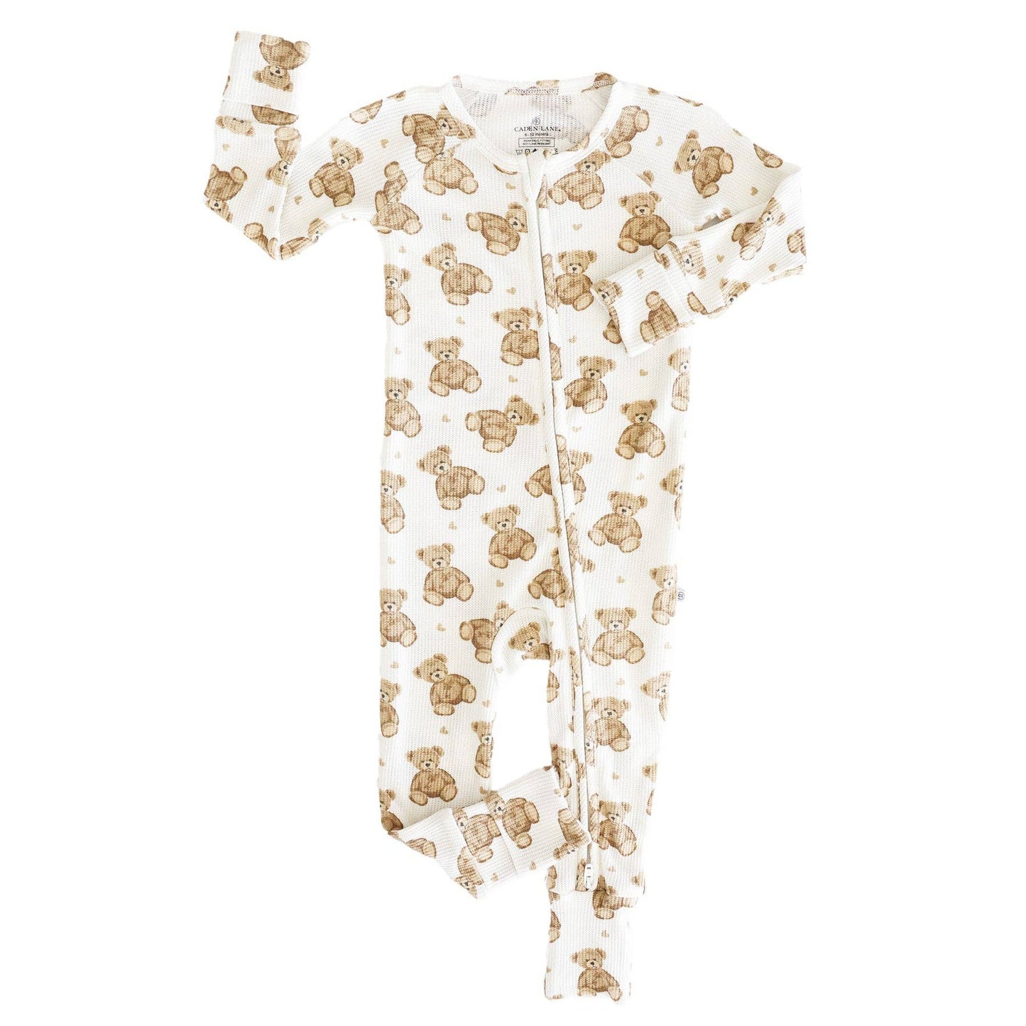 Beary Sweet Bamboo Waffle Convertible Zip Romper: 3-6 months
