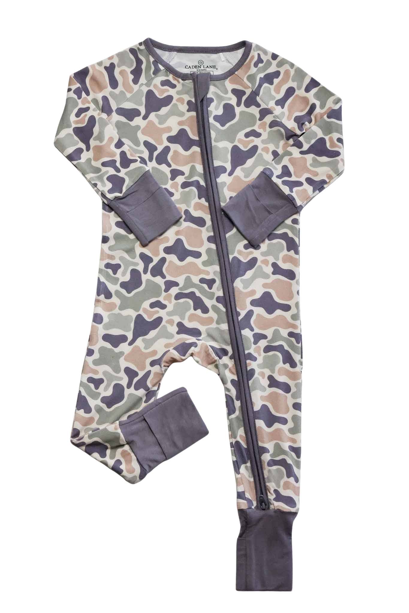 Convertible Bamboo Zip Romper | Camo Cutie: 0-3 months