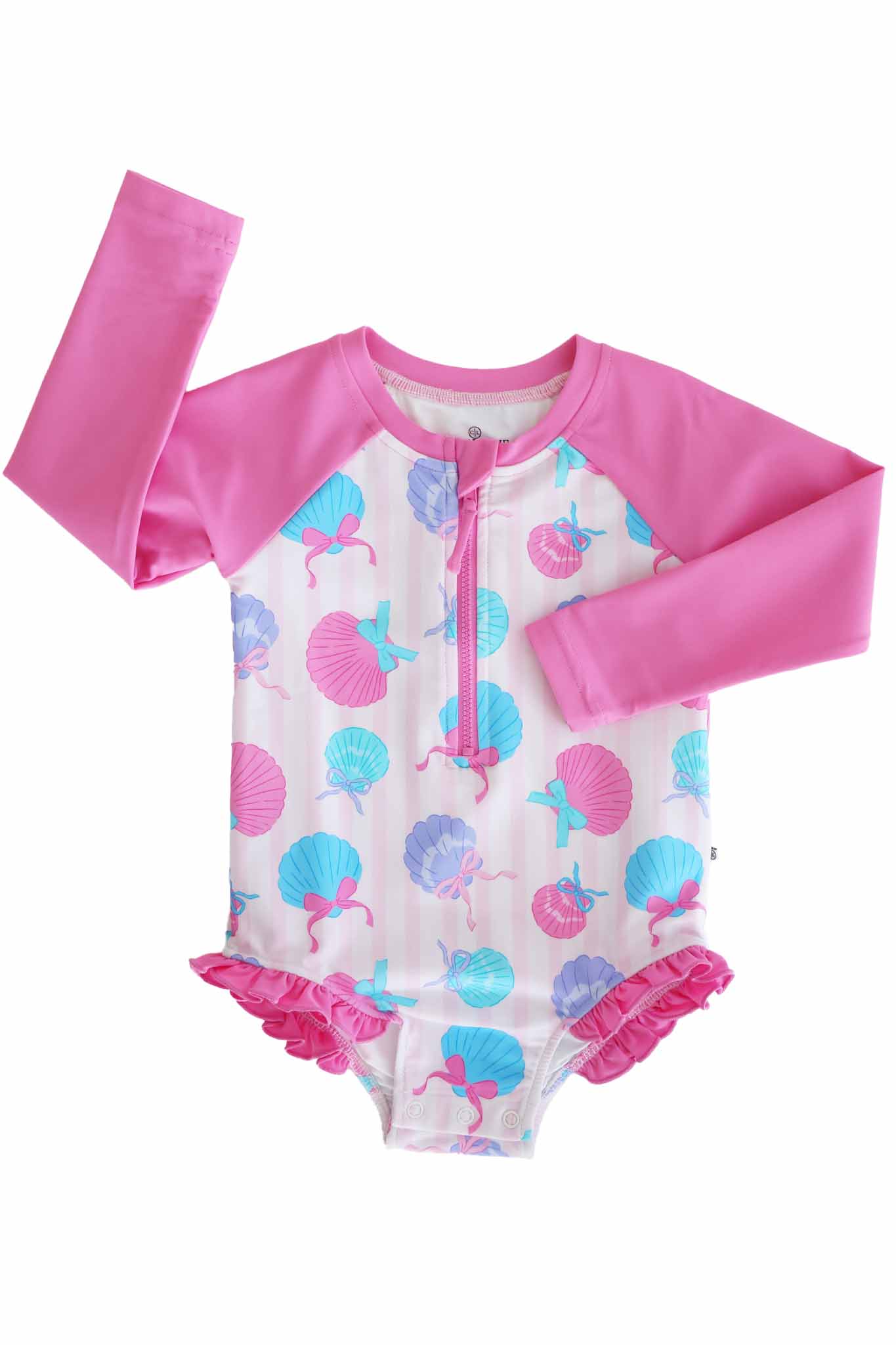 Long Sleeve Rash Guard with Front Zipper | Seaside Sweetie: 4T