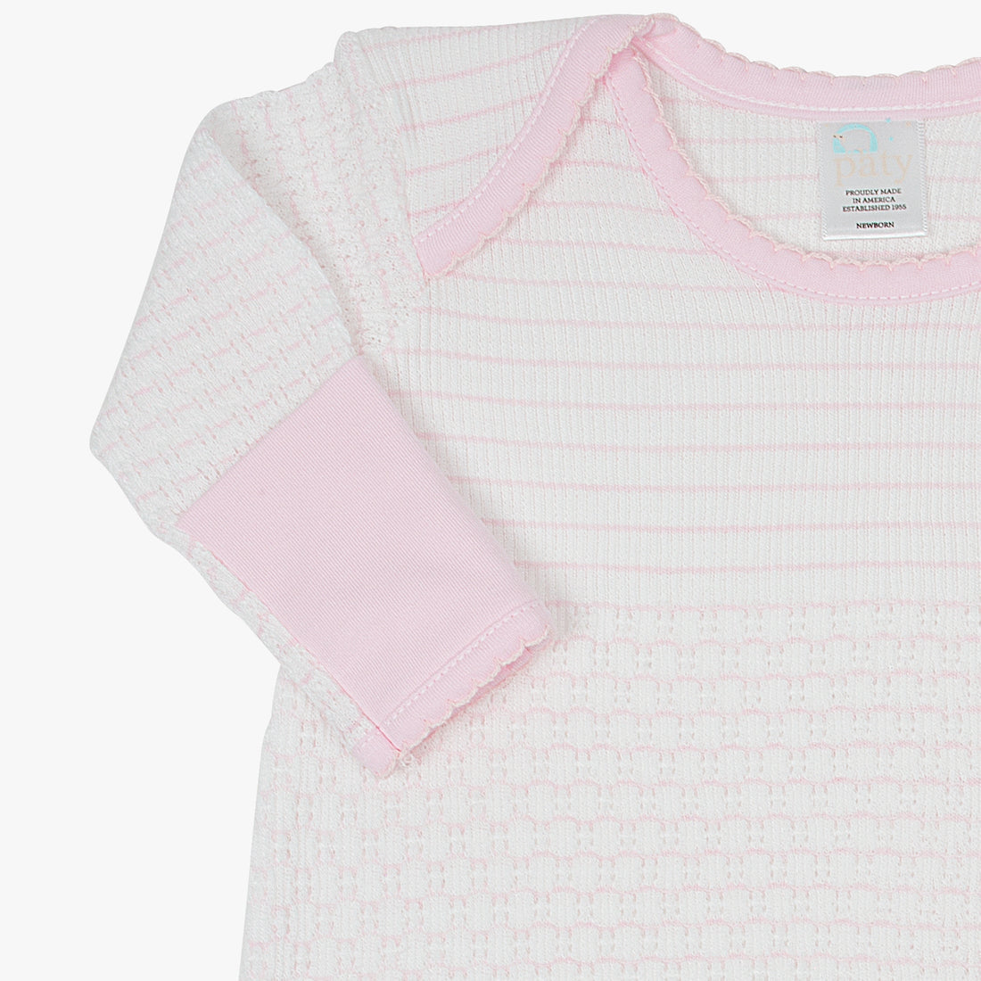 Paty Knit Overlap Shoulder Gown with Pima (Pinstripe) #315J