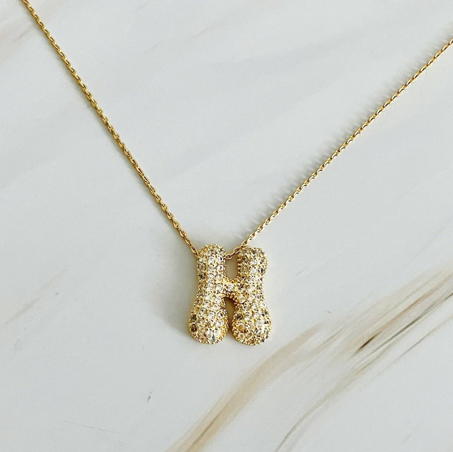 Crystal Bubble Initial Necklace: L