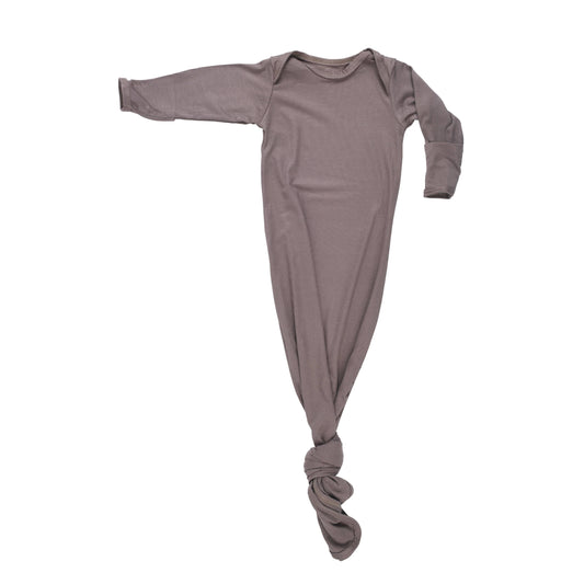 Cocoa Brown Ribbed Knotted Newborn Baby Gown sleepwear: Gown