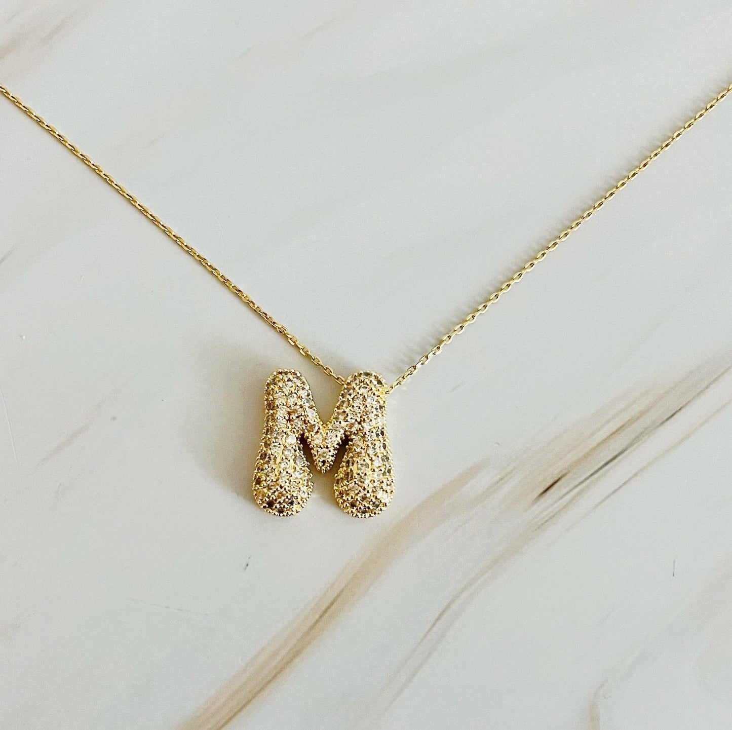 Crystal Bubble Initial Necklace: L