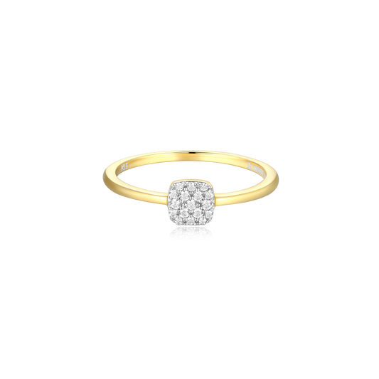 Cushion Stackable Ring in 14k Yellow Gold Plated Sterling Silver