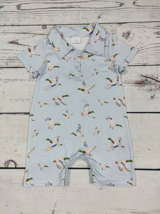 Duck Printed Baby Boy Romper: 0-3M