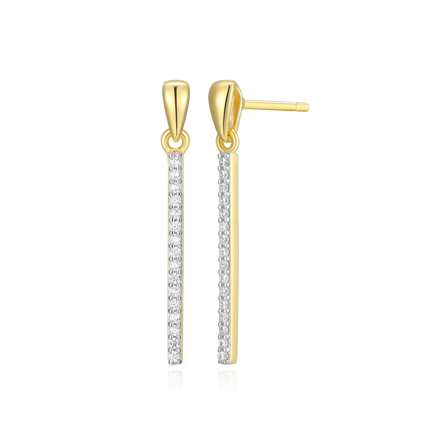 Bar Drop Stud Earrings in 14k Yellow Gold Plated