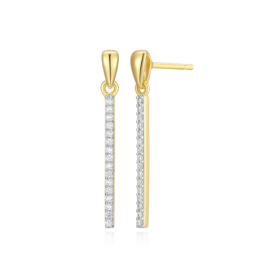 Bar Drop Stud Earrings in 14k Yellow Gold Plated