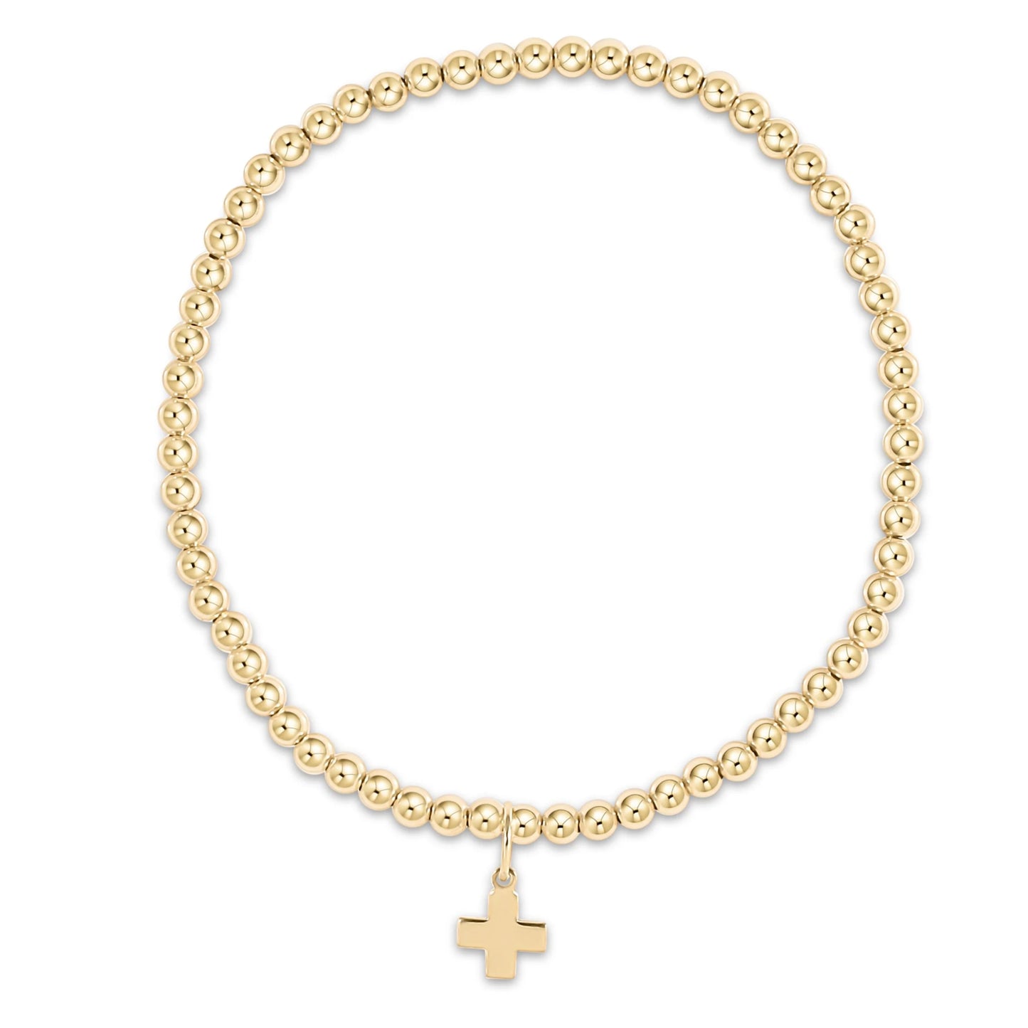 Extend- classic gold 3mm bead bracelet - signature cross gold charm