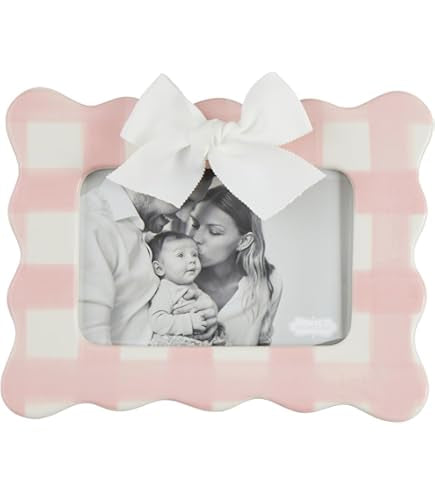 Mud Pie Horizontal Pink Bow Frame; 9" x 7"
