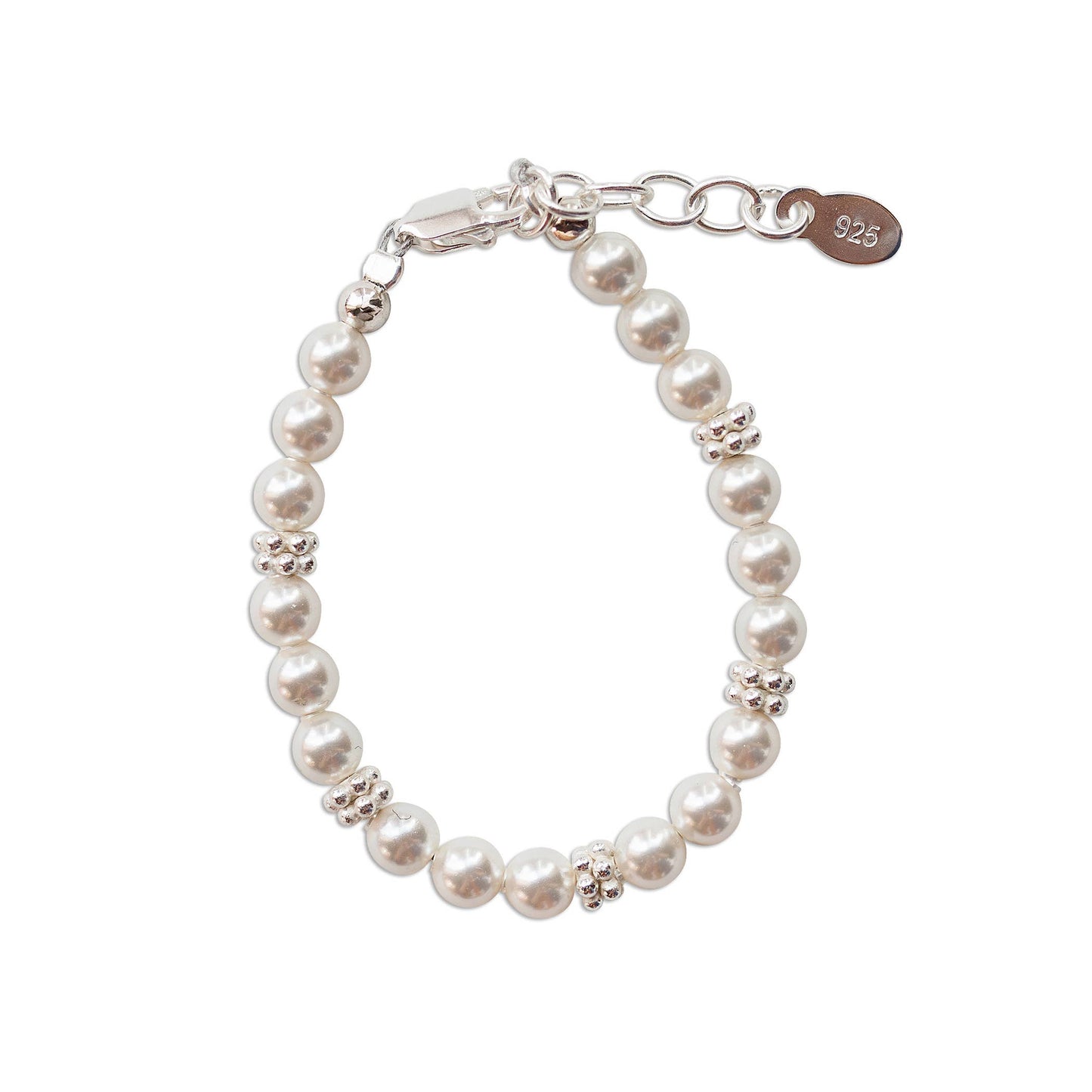 Girls Sterling Silver Pearl Baby Bracelet Kid's Jewelry: Small 0-12m