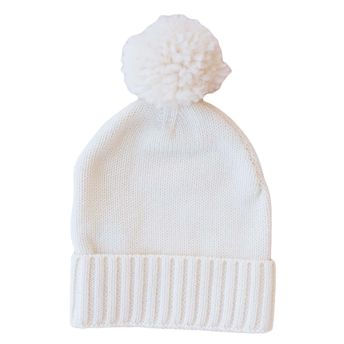 Knit Baby Pom Pom Beanie: Sand / 0-6 months