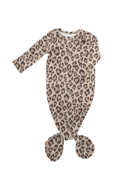 Classic Leopard - Knotted Infant Gown: 0-3 mo