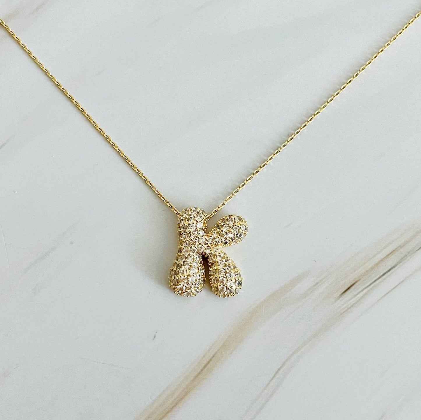 Crystal Bubble Initial Necklace: L