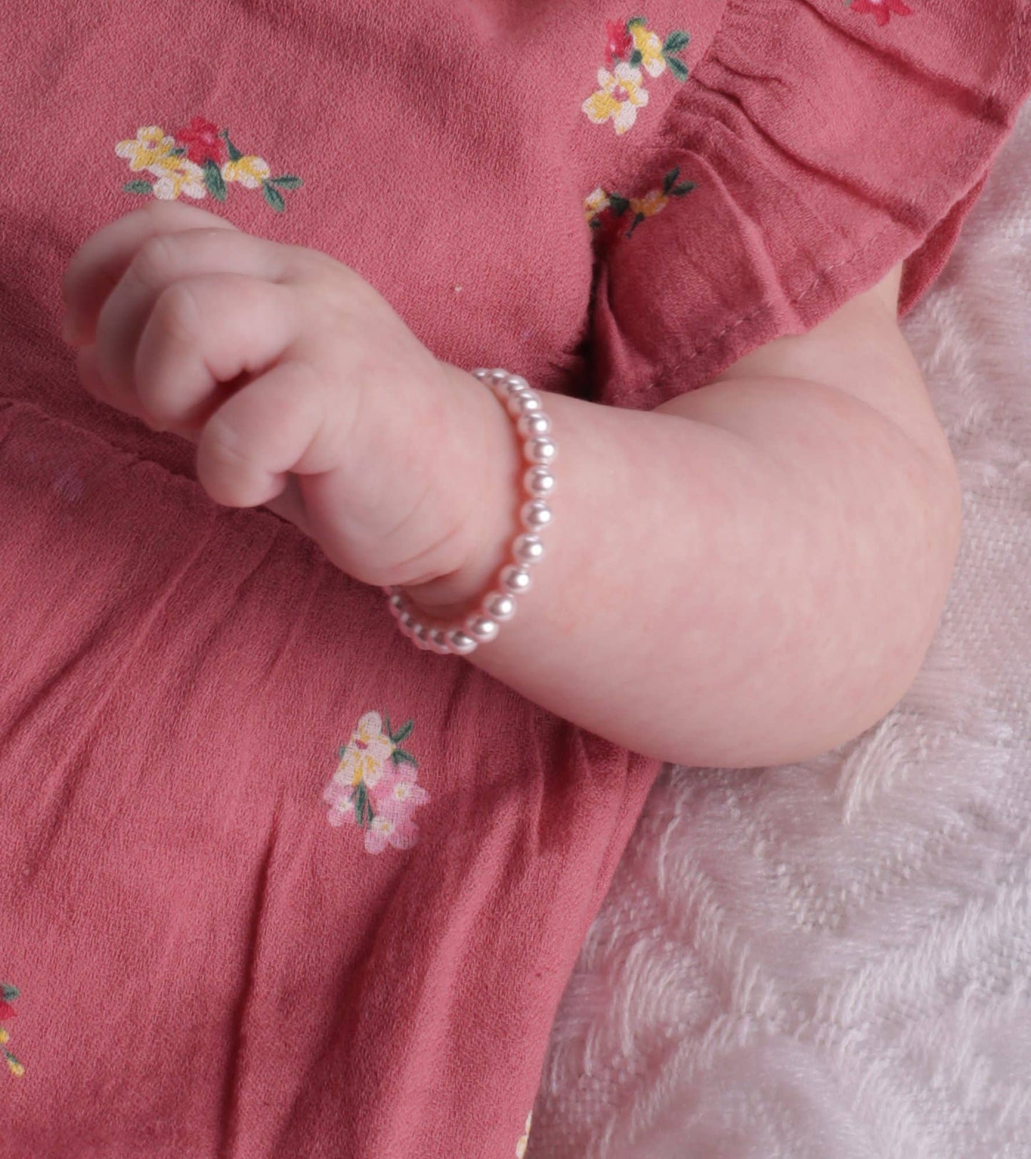 Sterling Silver Pink Pearl Baby Girl & Children's Bracelet: Small 0-12m