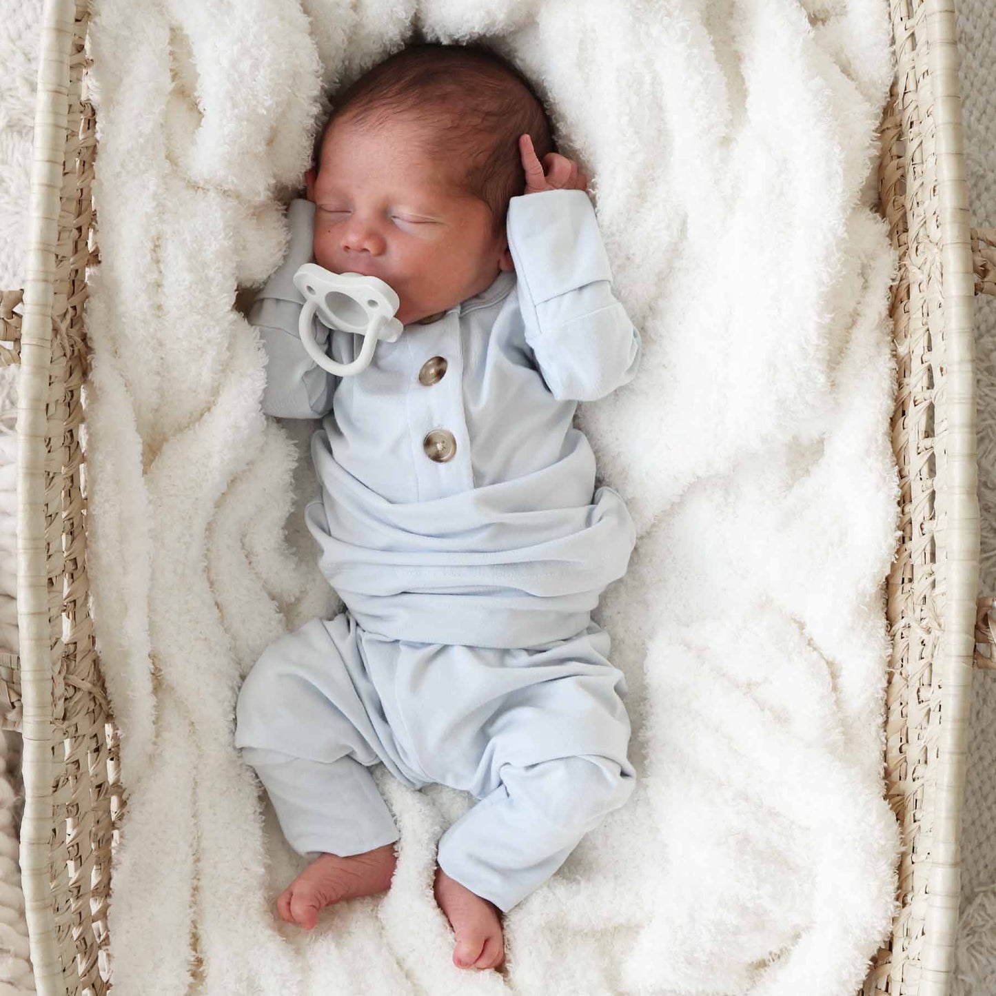 2pc Bamboo Button Top & Bottom | Ice Blue: NB-3 months