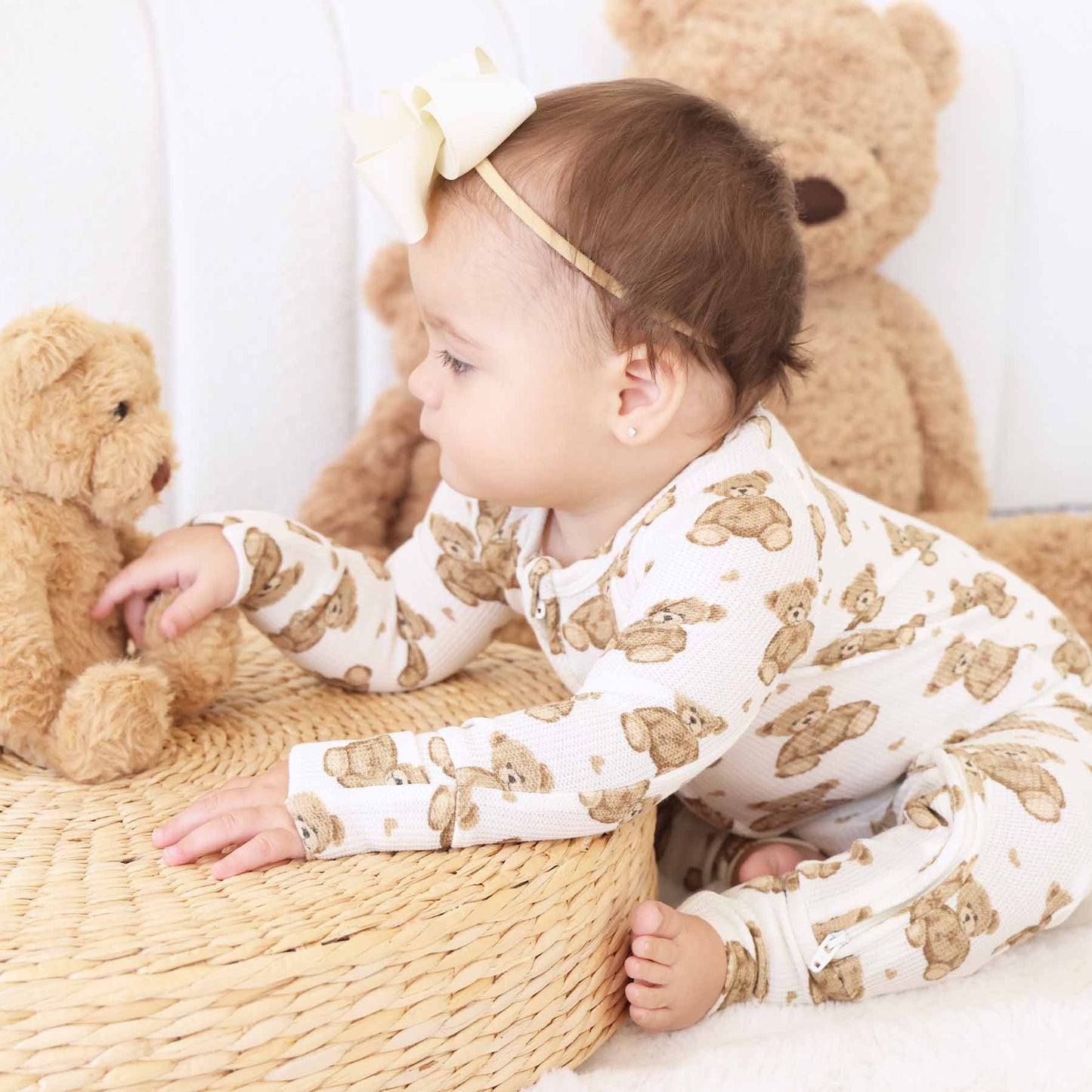 Beary Sweet Bamboo Waffle Convertible Zip Romper: 3-6 months
